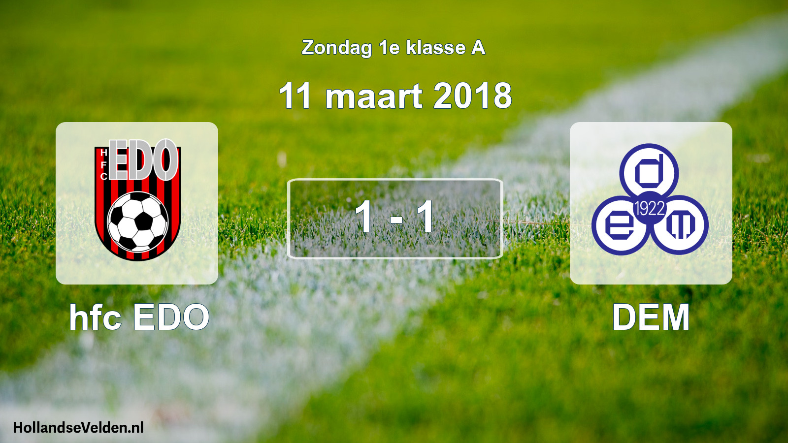 Gespeelde wedstrijd: hfc EDO - DEM 1 - 1 (11 maart 2018)