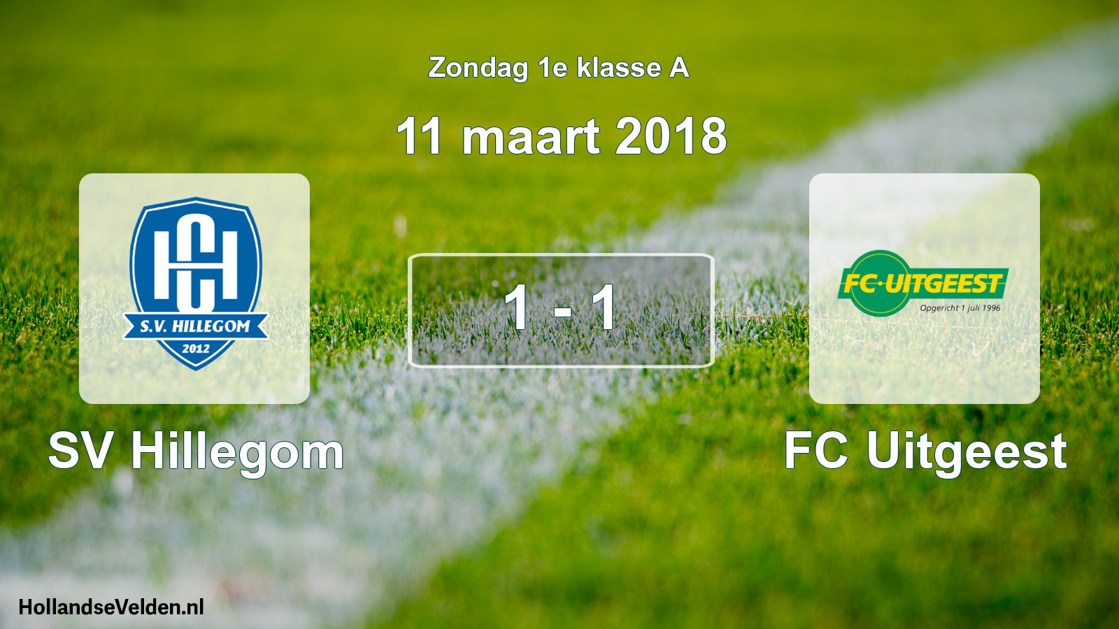 Gespeelde wedstrijd: SV Hillegom - FC Uitgeest 1 - 1 (11 maart 2018)