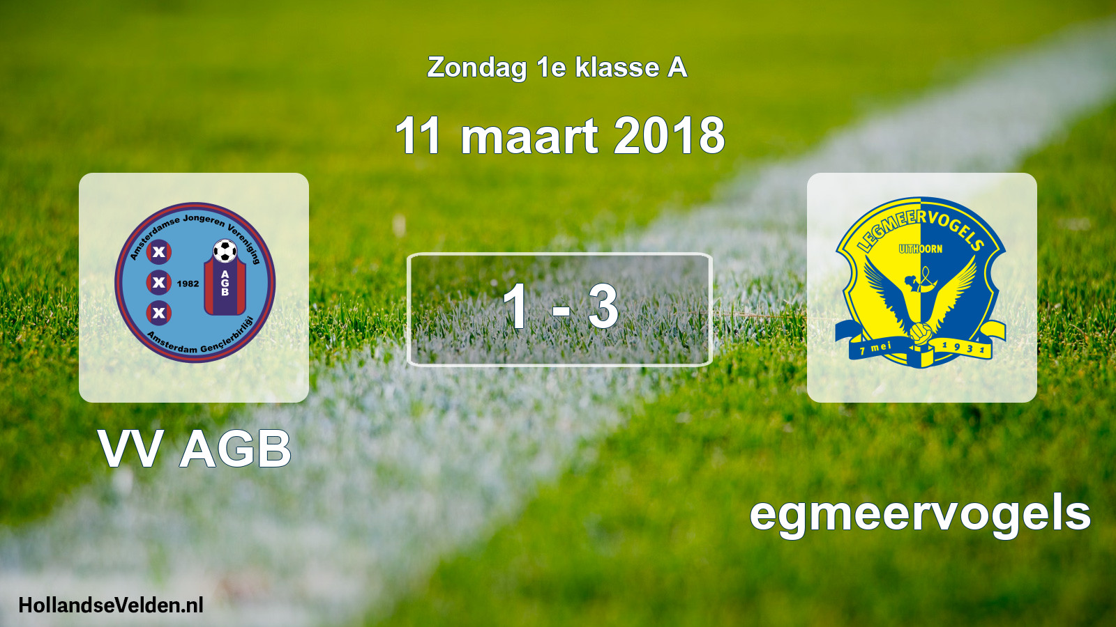 Gespeelde wedstrijd: VV AGB - Legmeervogels 1 - 3 (11 maart 2018)