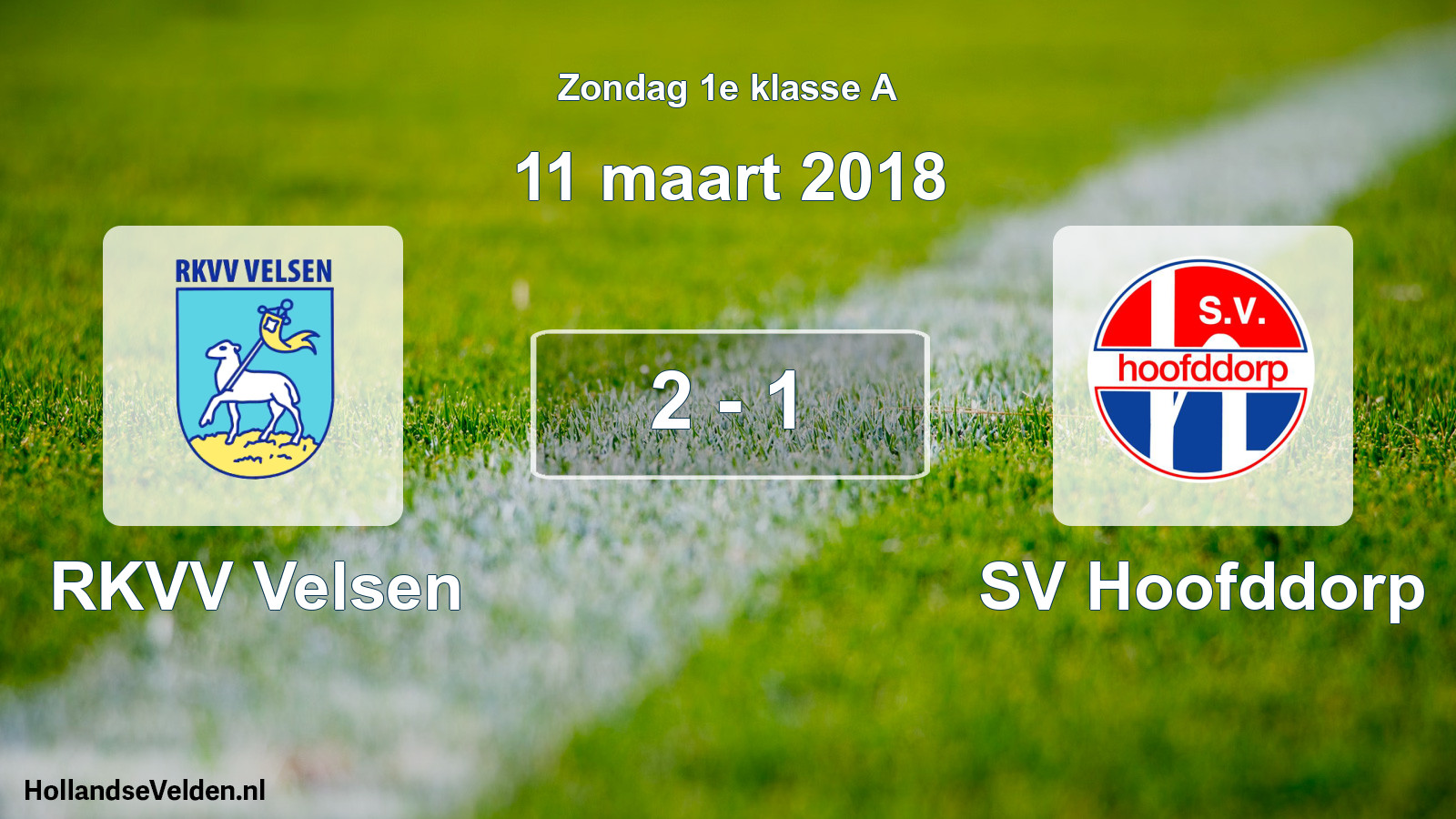 Gespeelde wedstrijd: RKVV Velsen - SV Hoofddorp 2 - 1 (11 maart 2018)