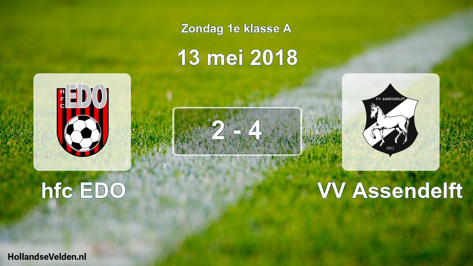 Gespeelde wedstrijd: hfc EDO - VV Assendelft 2 - 4 (13 mei 2018)