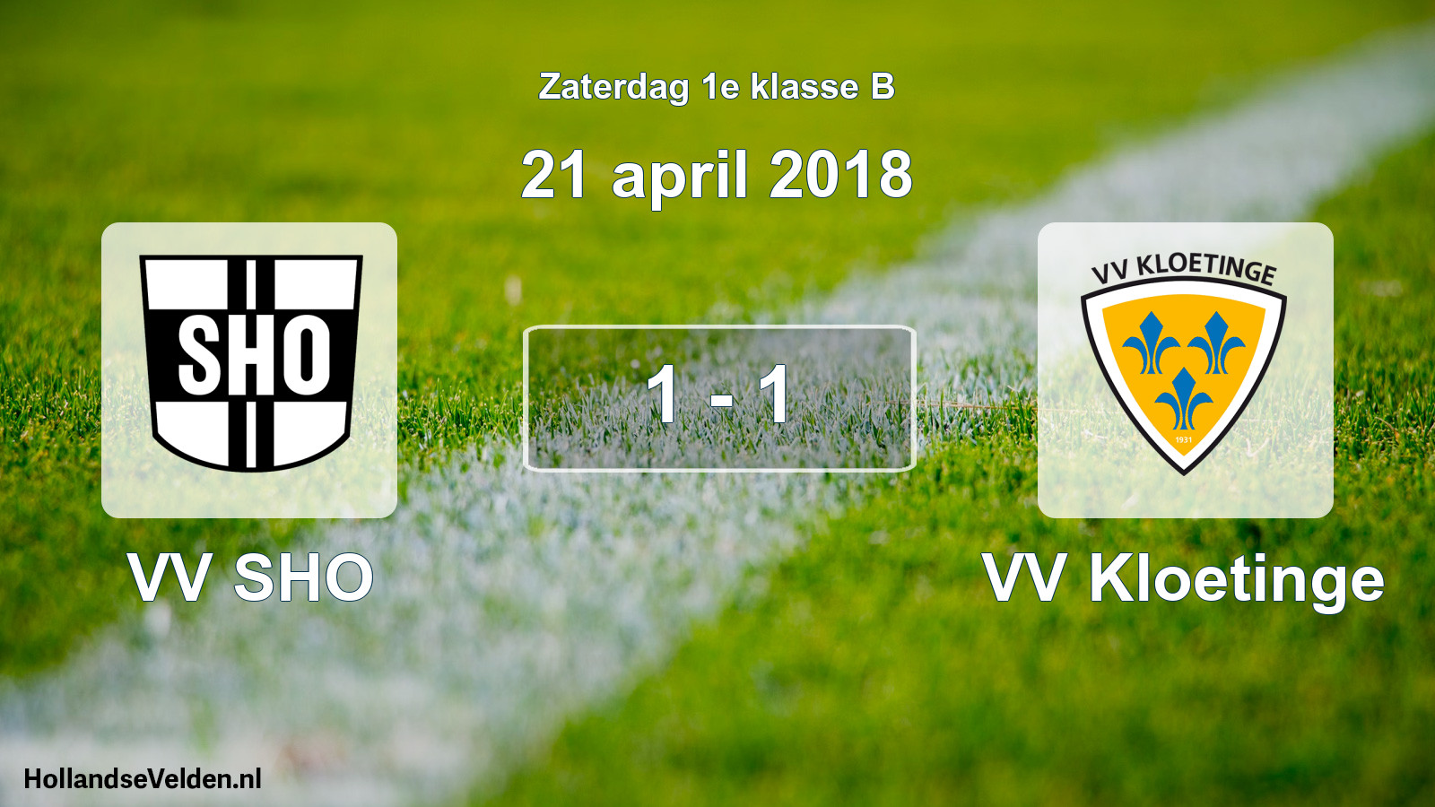 Gespeelde wedstrijd: VV SHO - VV Kloetinge 1 - 1 (21 april 2018)