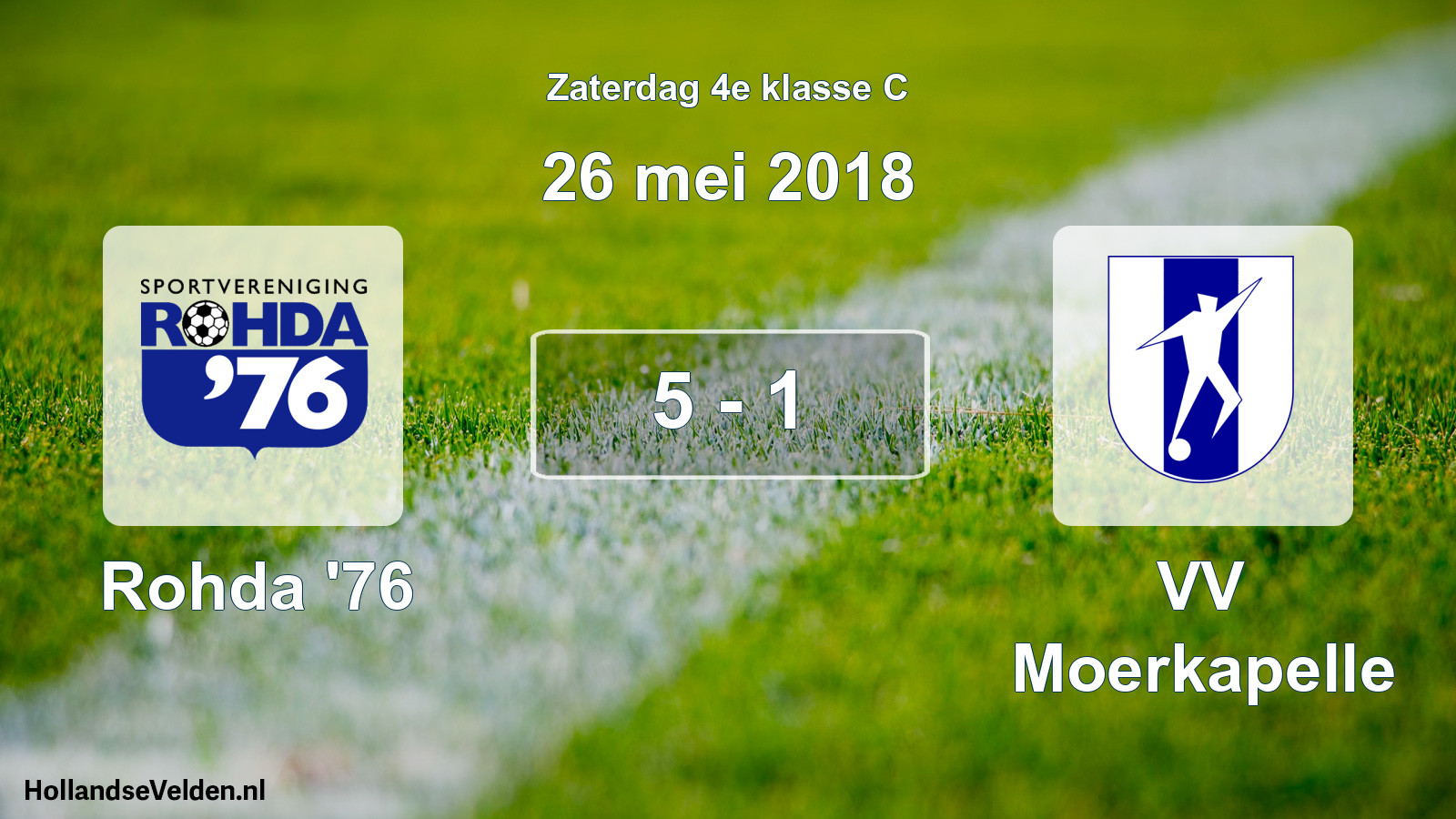 Gespeelde wedstrijd: Rohda '76 - VV Moerkapelle 5 - 1 (26 mei 2018)