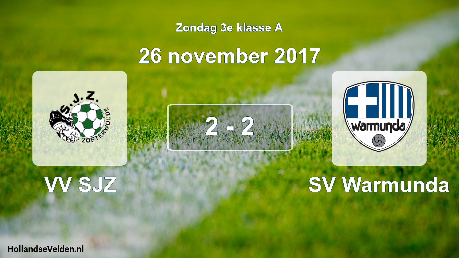Gespeelde wedstrijd: VV SJZ - SV Warmunda 2 - 2 (26 november 2017)