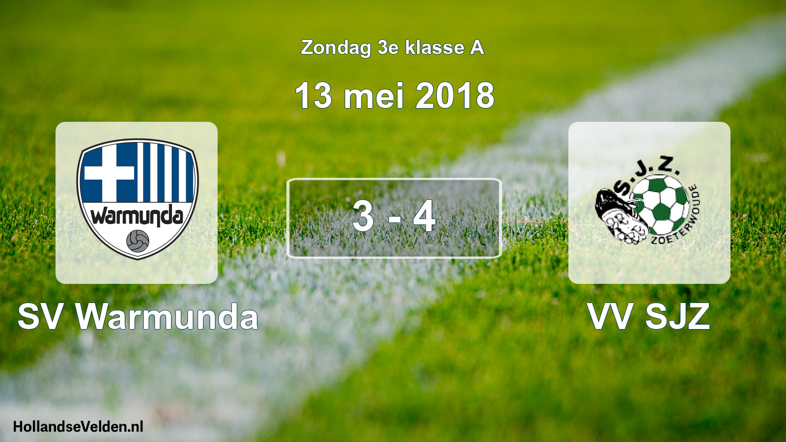 Gespeelde wedstrijd: SV Warmunda - VV SJZ 3 - 4 (13 mei 2018)