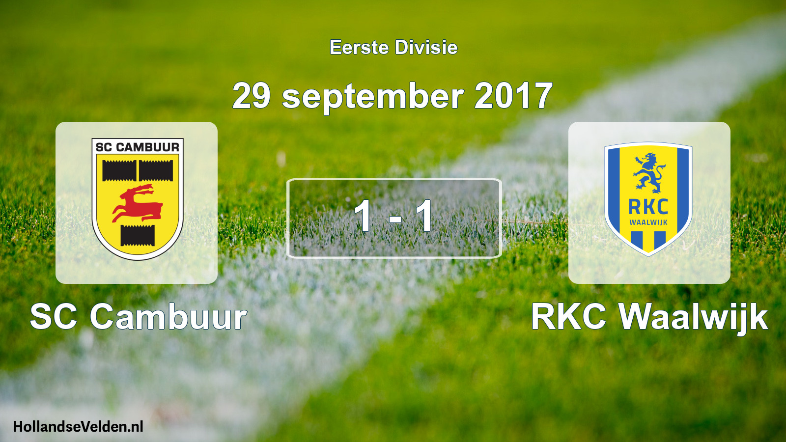 Gespeelde wedstrijd: Cambuur Leeuwarden - RKC Waalwijk 1 - 1 (29 september 2017)