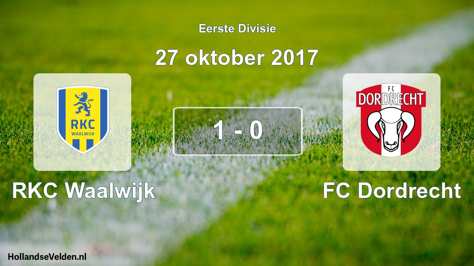 Gespeelde wedstrijd: RKC Waalwijk - FC Dordrecht 1 - 0 (27 oktober 2017)
