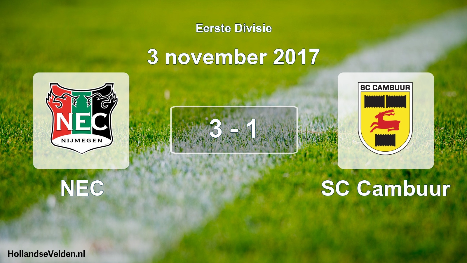 Gespeelde wedstrijd: NEC - Cambuur Leeuwarden 3 - 1 (3 november 2017)