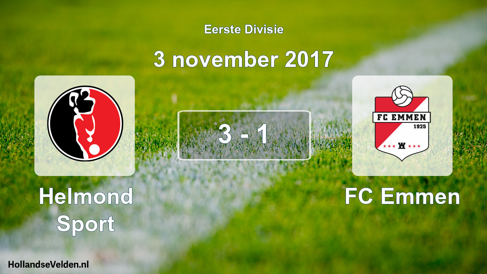 Gespeelde wedstrijd: Helmond Sport - FC Emmen 3 - 1 (3 november 2017)
