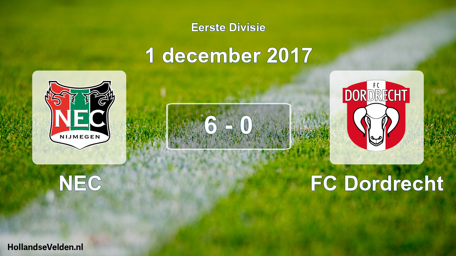 Gespeelde wedstrijd: NEC - FC Dordrecht 6 - 0 (1 december 2017)