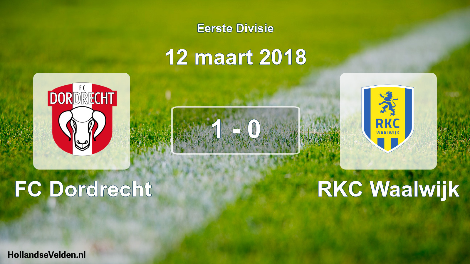 Gespeelde wedstrijd: FC Dordrecht - RKC Waalwijk 1 - 0 (12 maart 2018)