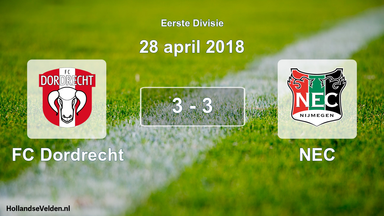 Gespeelde wedstrijd: FC Dordrecht - NEC 3 - 3 (28 april 2018)