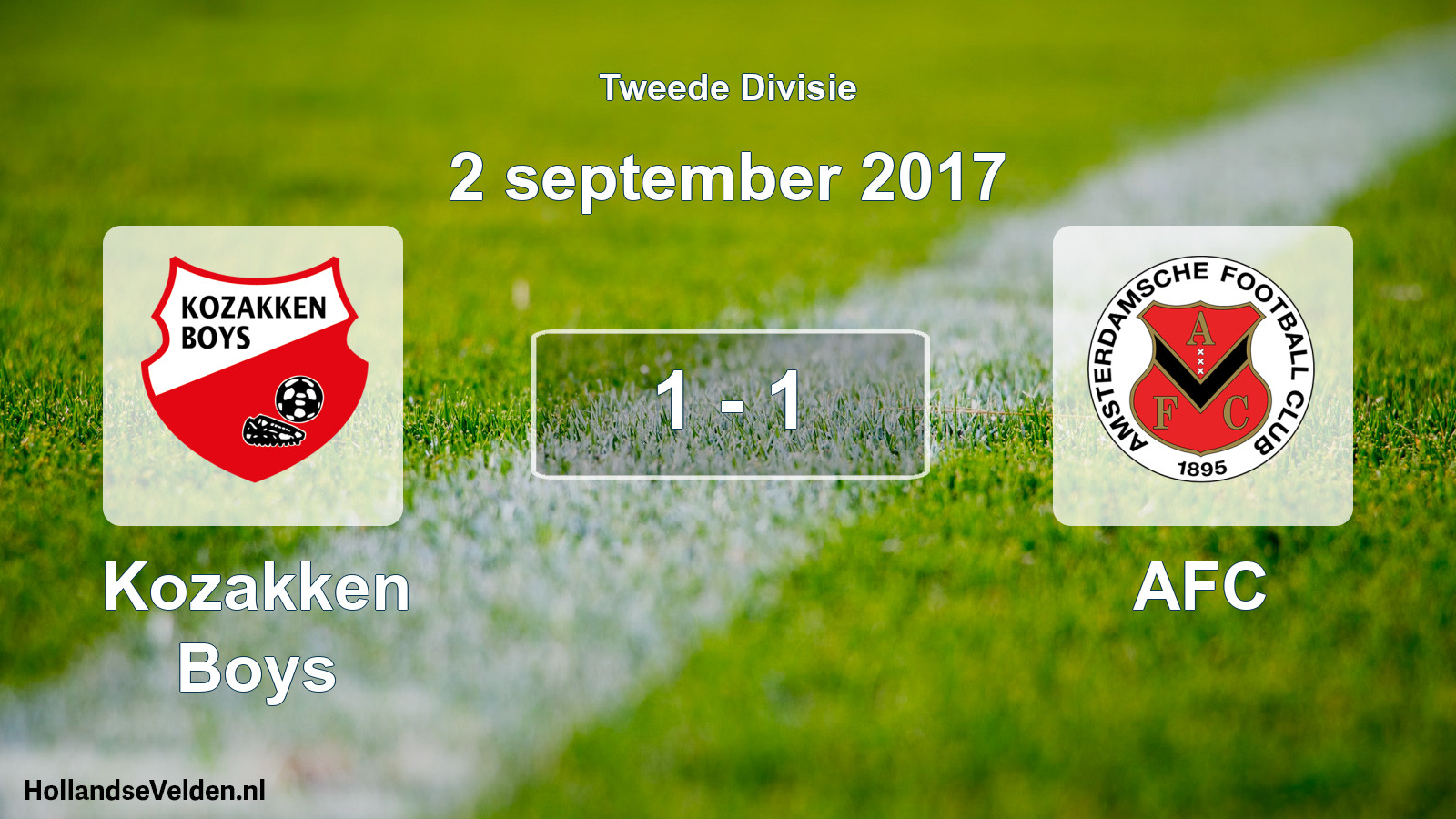 Gespeelde wedstrijd: Kozakken Boys - AFC 1 - 1 (2 september 2017)
