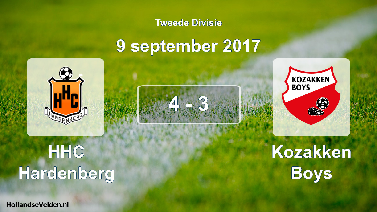 Gespeelde wedstrijd: HHC Hardenberg - Kozakken Boys 4 - 3 (9 september 2017)