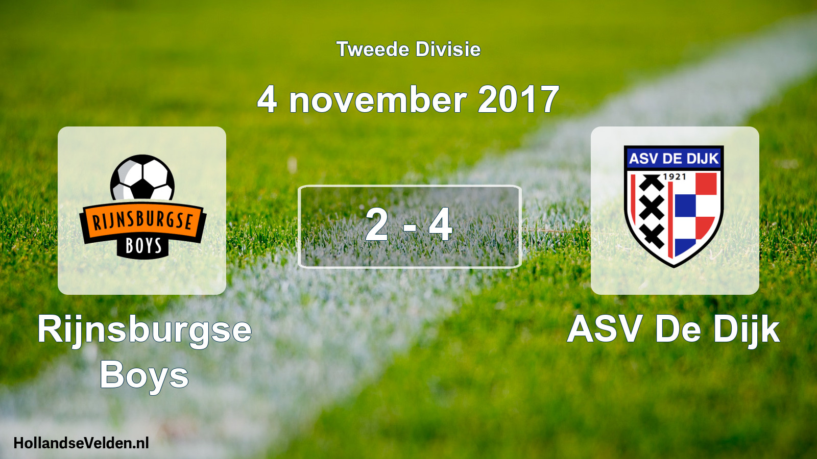 Gespeelde wedstrijd: Rijnsburgse Boys - ASV De Dijk 2 - 4 (4 november 2017)