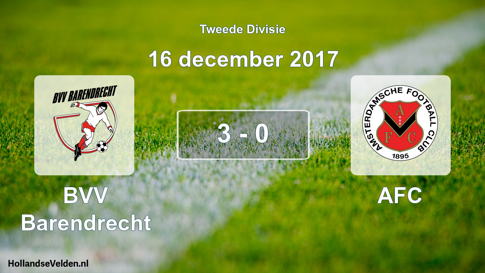Gespeelde wedstrijd: BVV Barendrecht - AFC 3 - 0 (16 december 2017)
