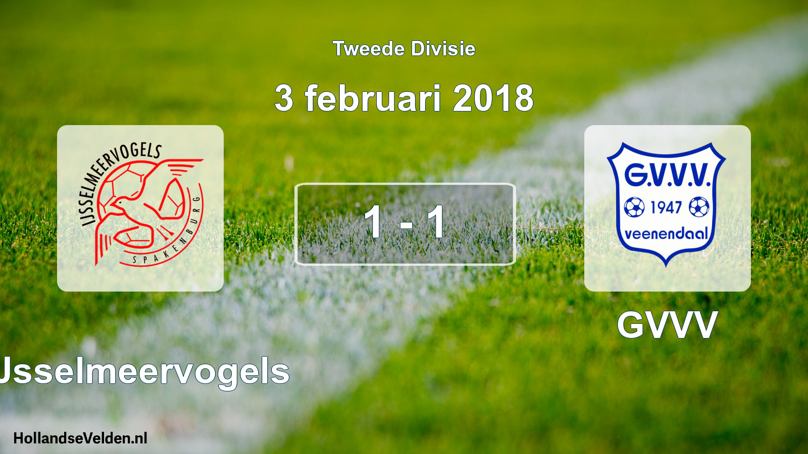 Gespeelde wedstrijd: IJsselmeervogels - GVVV 1 - 1 (3 februari 2018)