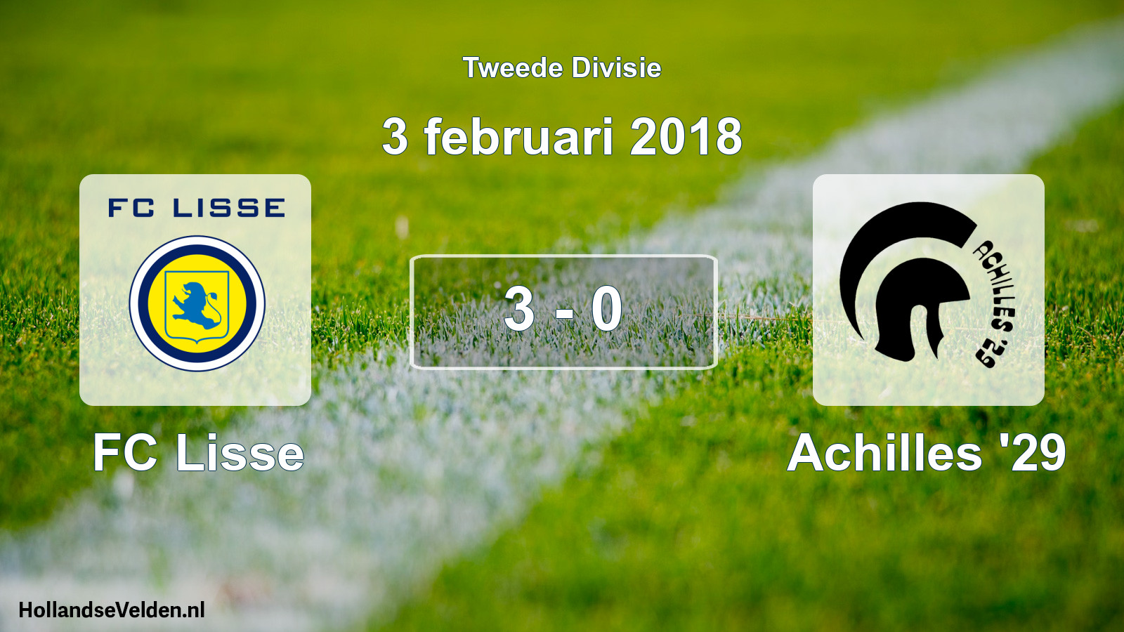 Gespeelde wedstrijd: FC Lisse - Achilles '29 3 - 0 (3 februari 2018)