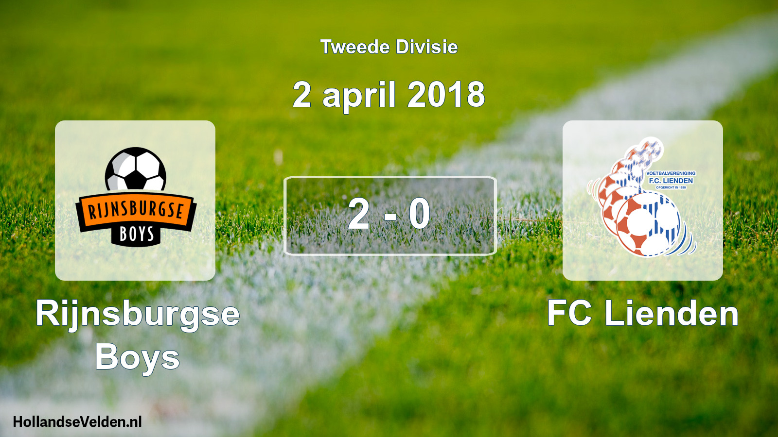 Gespeelde wedstrijd: Rijnsburgse Boys - FC Lienden 2 - 0 (2 april 2018)