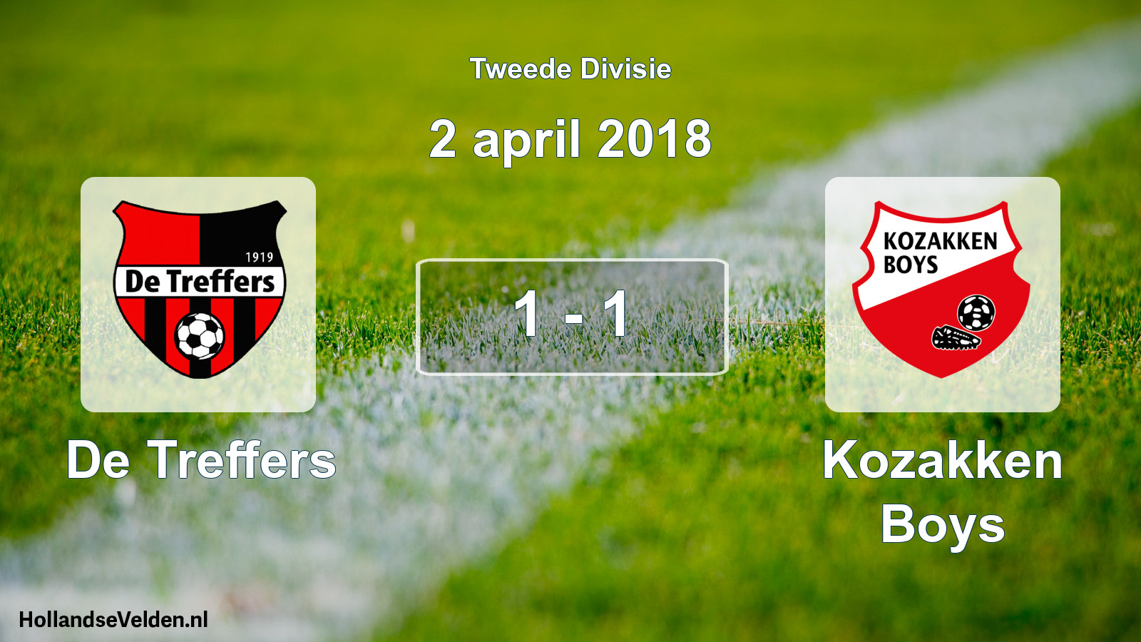 Gespeelde wedstrijd: De Treffers - Kozakken Boys 1 - 1 (2 april 2018)
