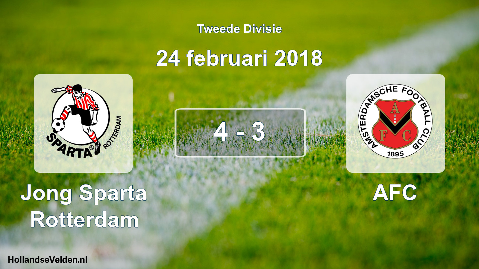 Gespeelde wedstrijd: Jong Sparta Rotterdam - AFC 4 - 3 (24 februari 2018)