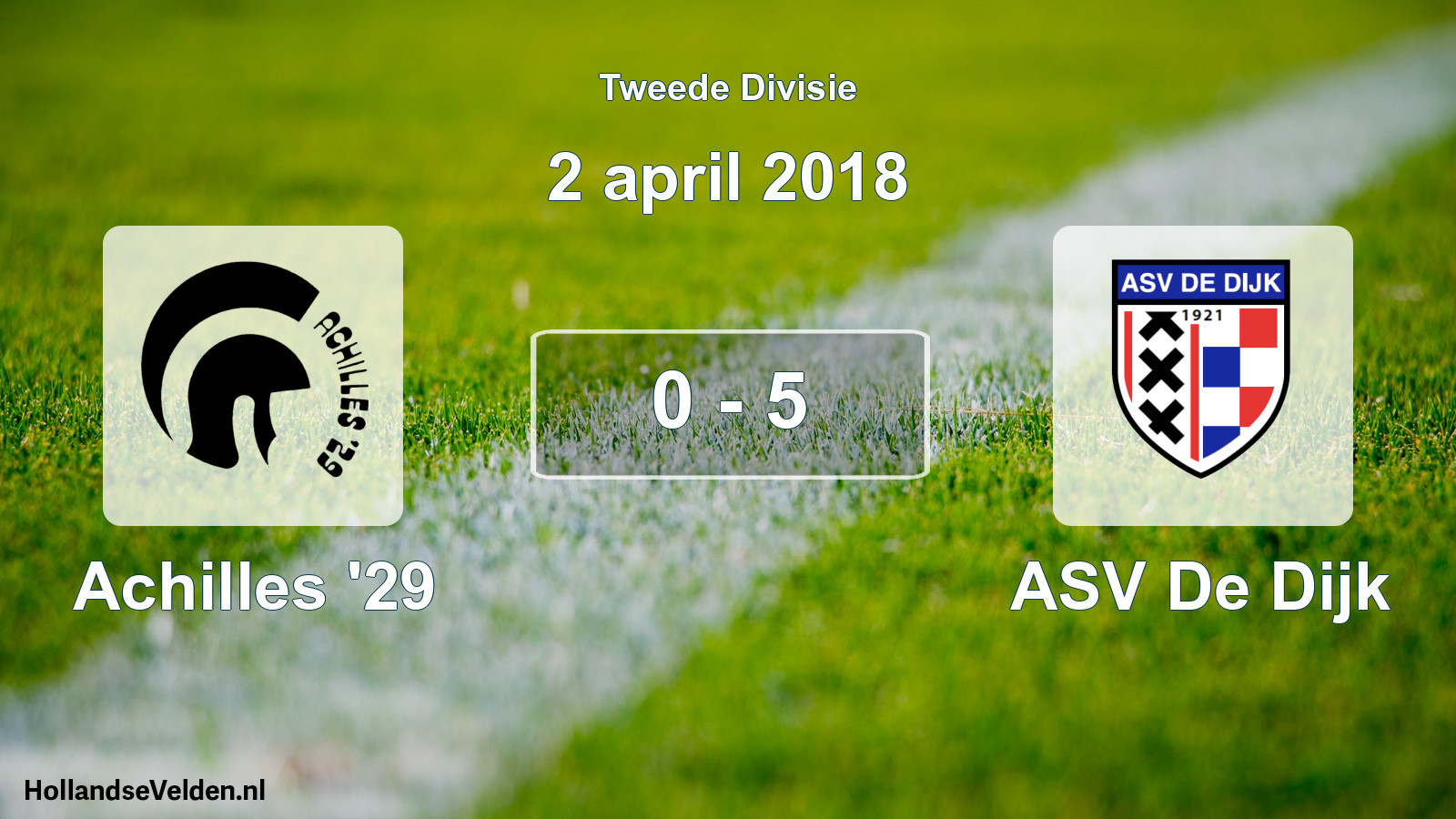 Gespeelde wedstrijd: Achilles '29 - ASV De Dijk 0 - 5 (2 april 2018)