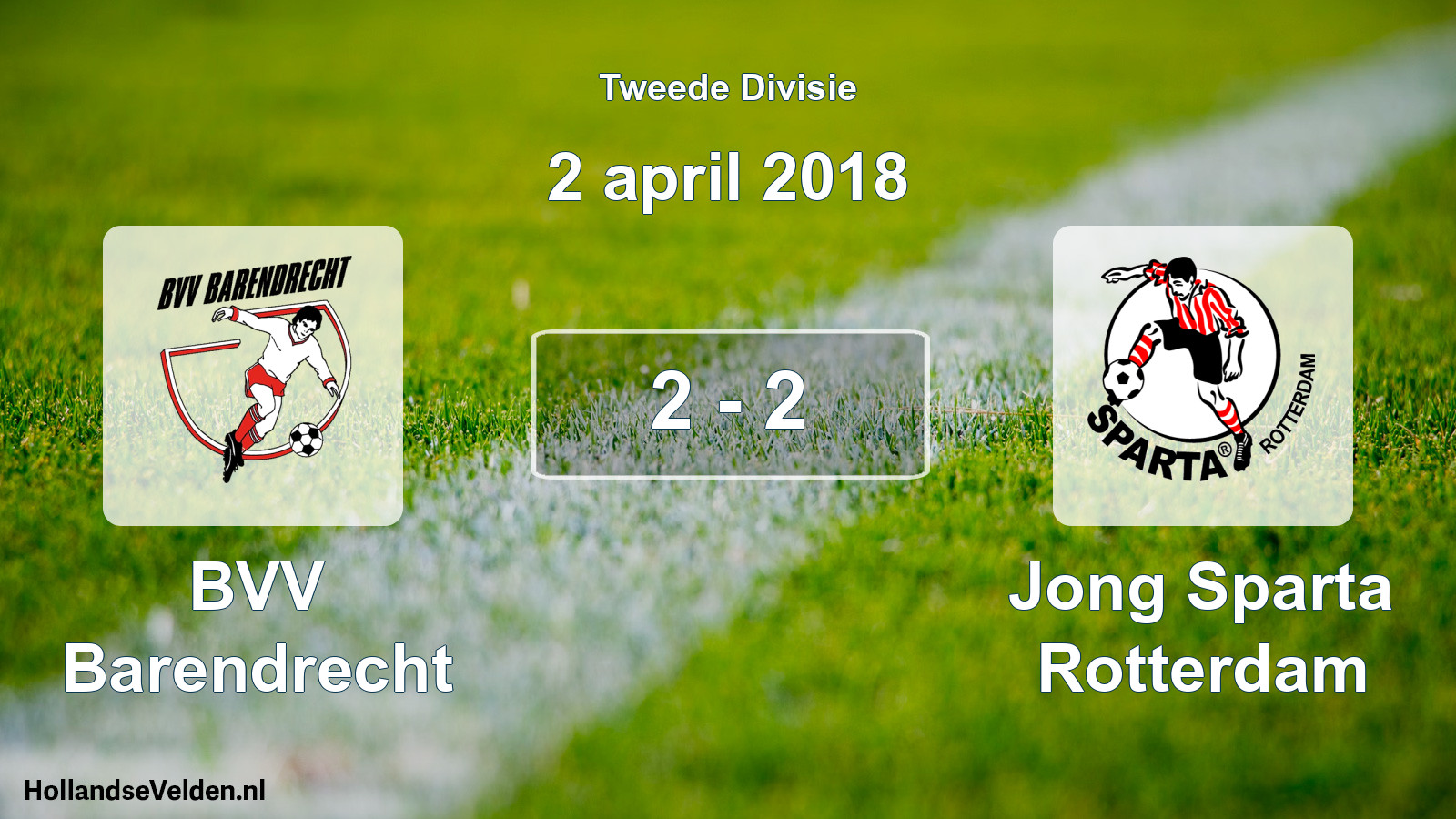 Gespeelde wedstrijd: BVV Barendrecht - Jong Sparta Rotterdam 2 - 2 (2 april 2018)