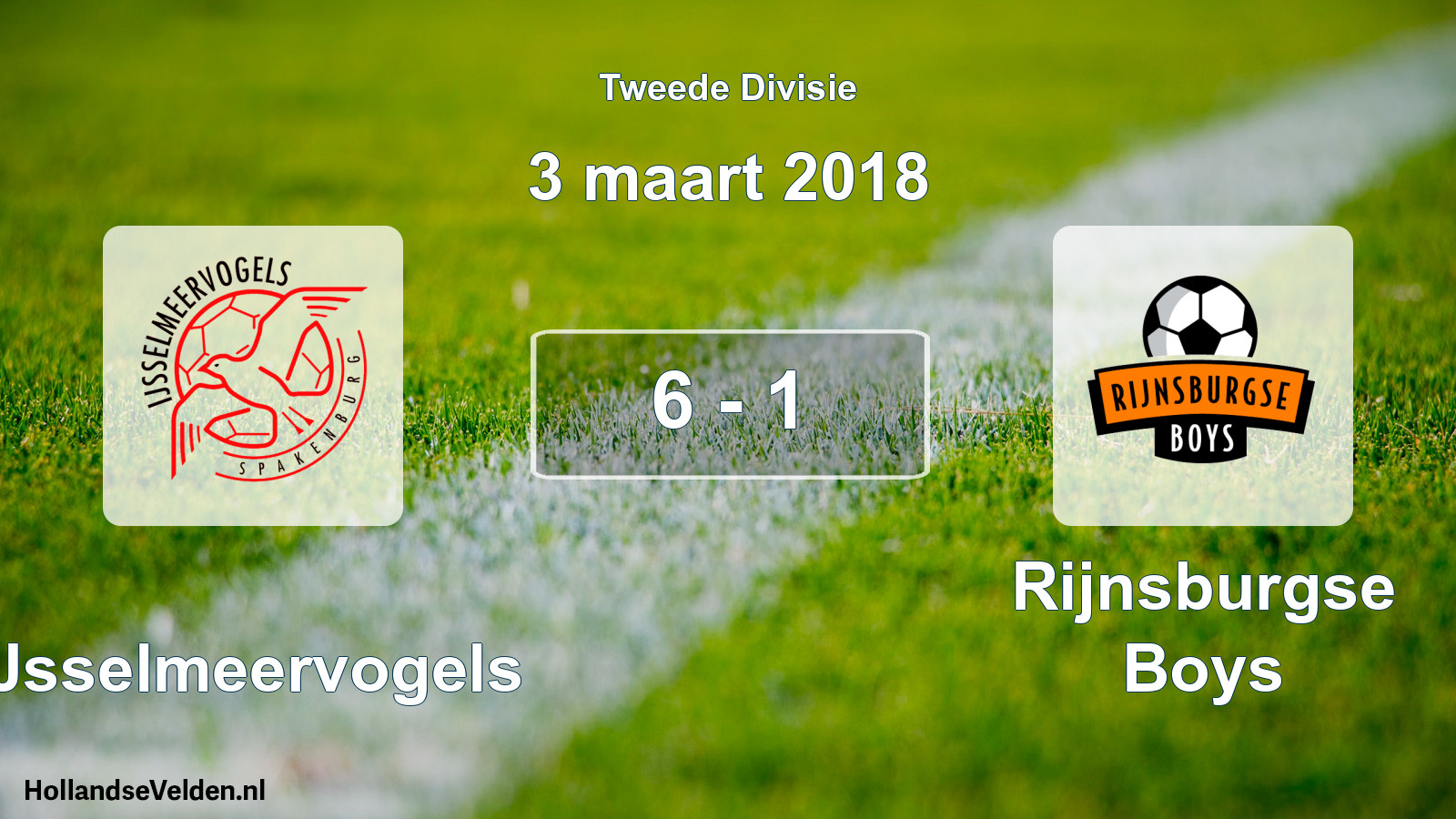 Gespeelde wedstrijd: IJsselmeervogels - Rijnsburgse Boys 6 - 1 (3 maart 2018)