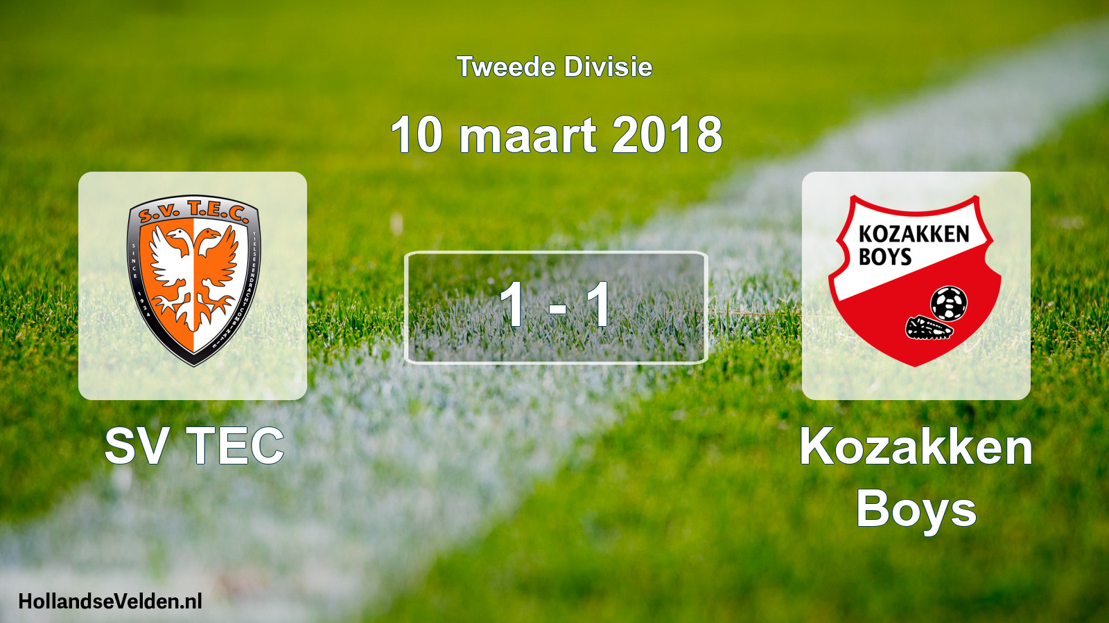 Gespeelde wedstrijd: SV TEC - Kozakken Boys 1 - 1 (10 maart 2018)