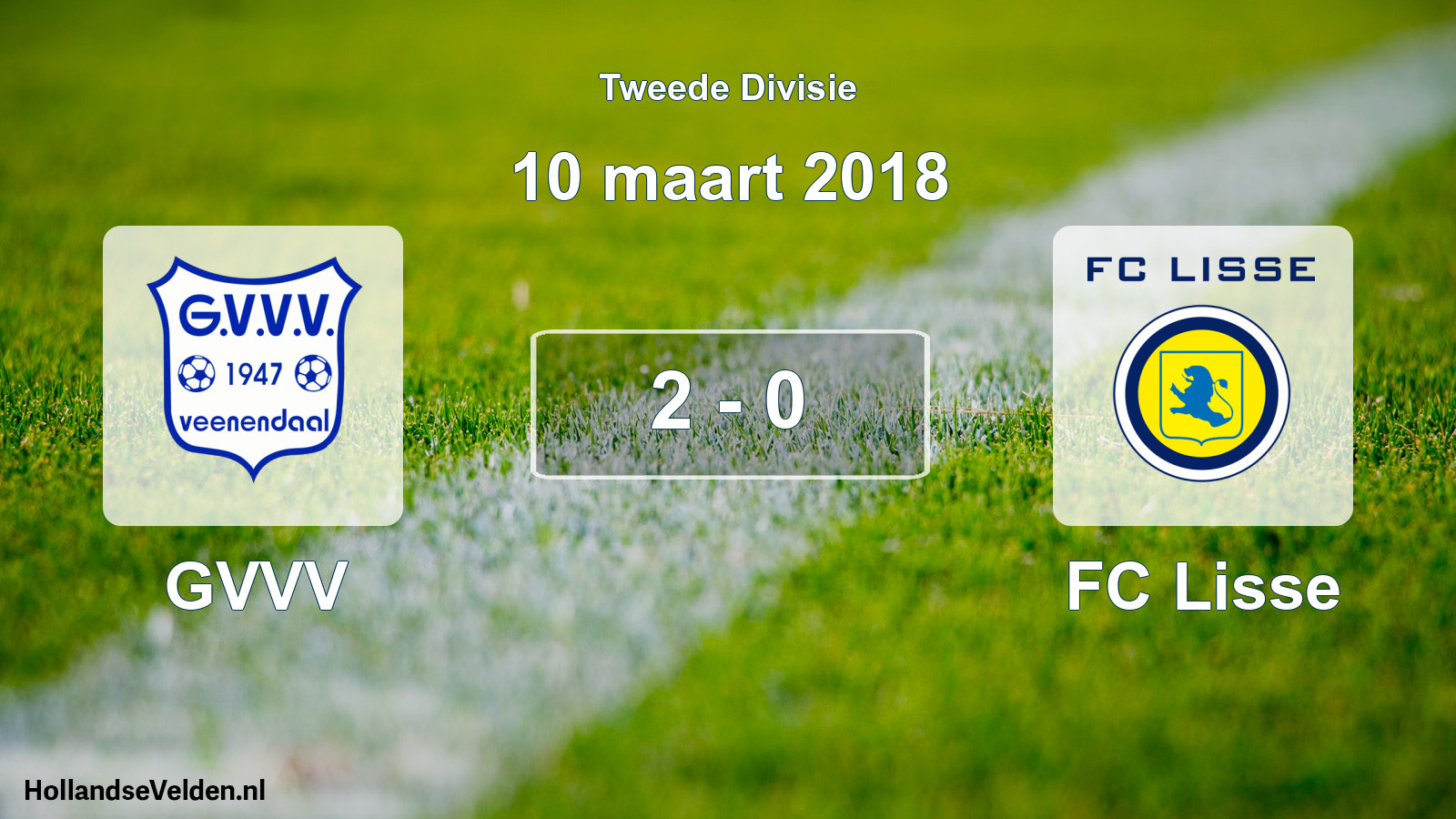 Gespeelde wedstrijd: GVVV - FC Lisse 2 - 0 (10 maart 2018)
