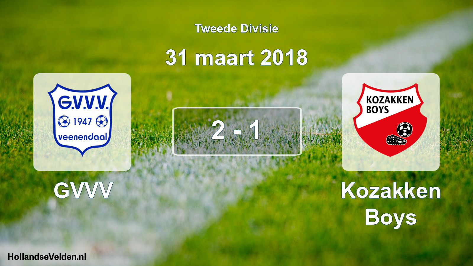Gespeelde wedstrijd: GVVV - Kozakken Boys 2 - 1 (31 maart 2018)