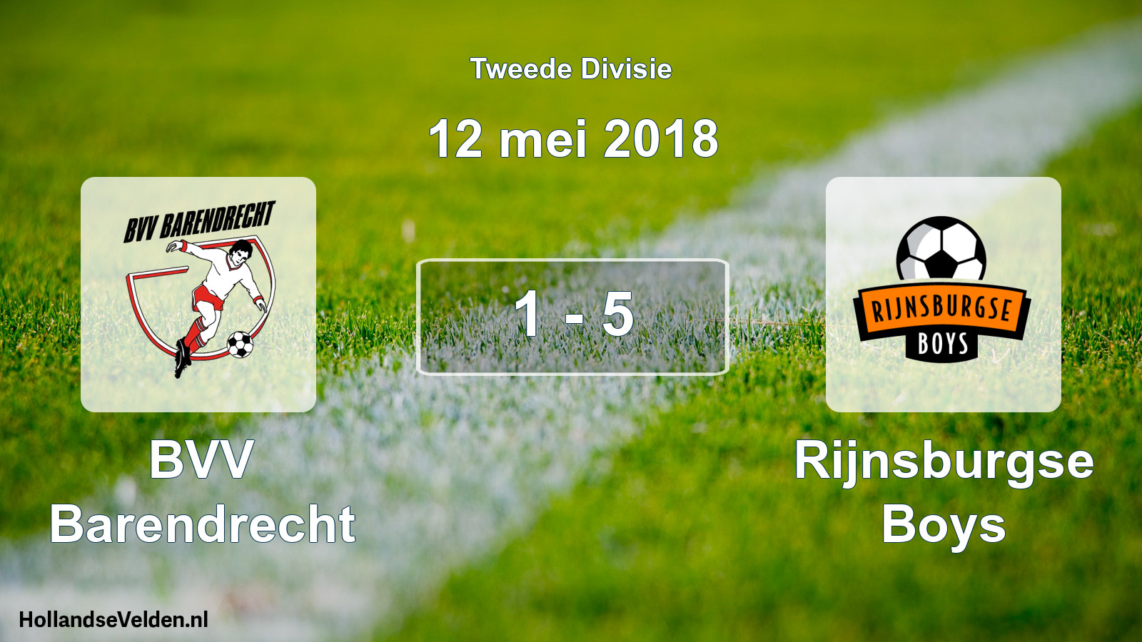 Gespeelde wedstrijd: BVV Barendrecht - Rijnsburgse Boys 1 - 5 (12 mei 2018)