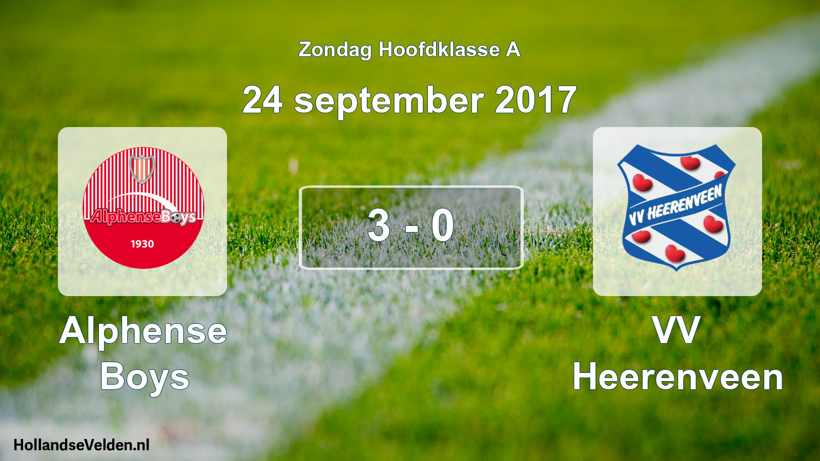 Gespeelde wedstrijd: Alphense Boys - VV Heerenveen 3 - 0 (24 september 2017)