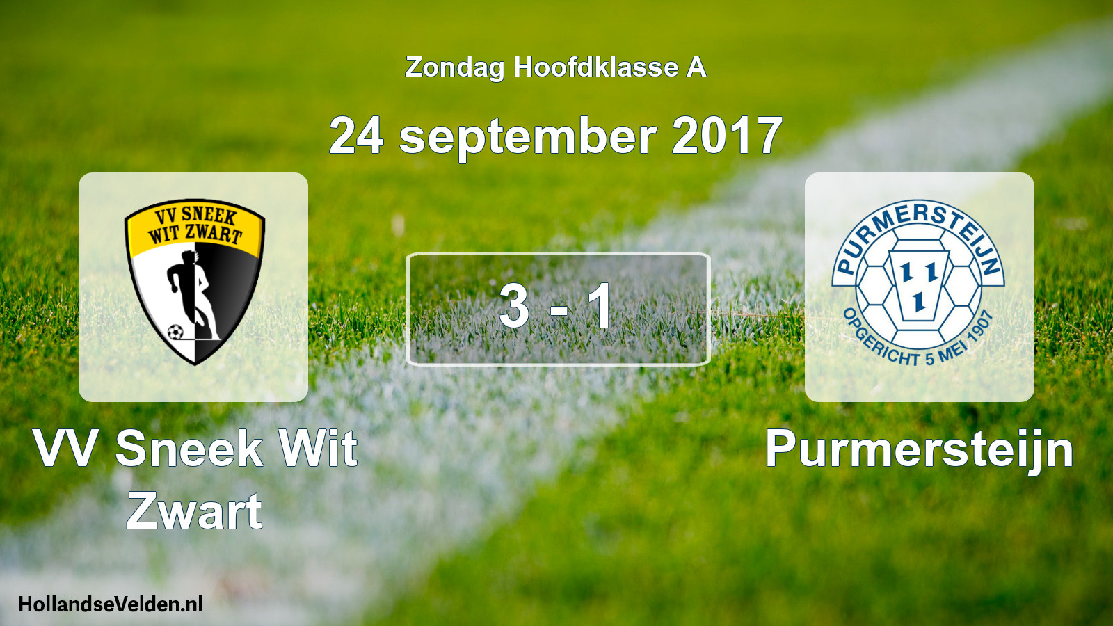 Gespeelde wedstrijd: VV Sneek Wit Zwart - Purmersteijn 3 - 1 (24 september 2017)
