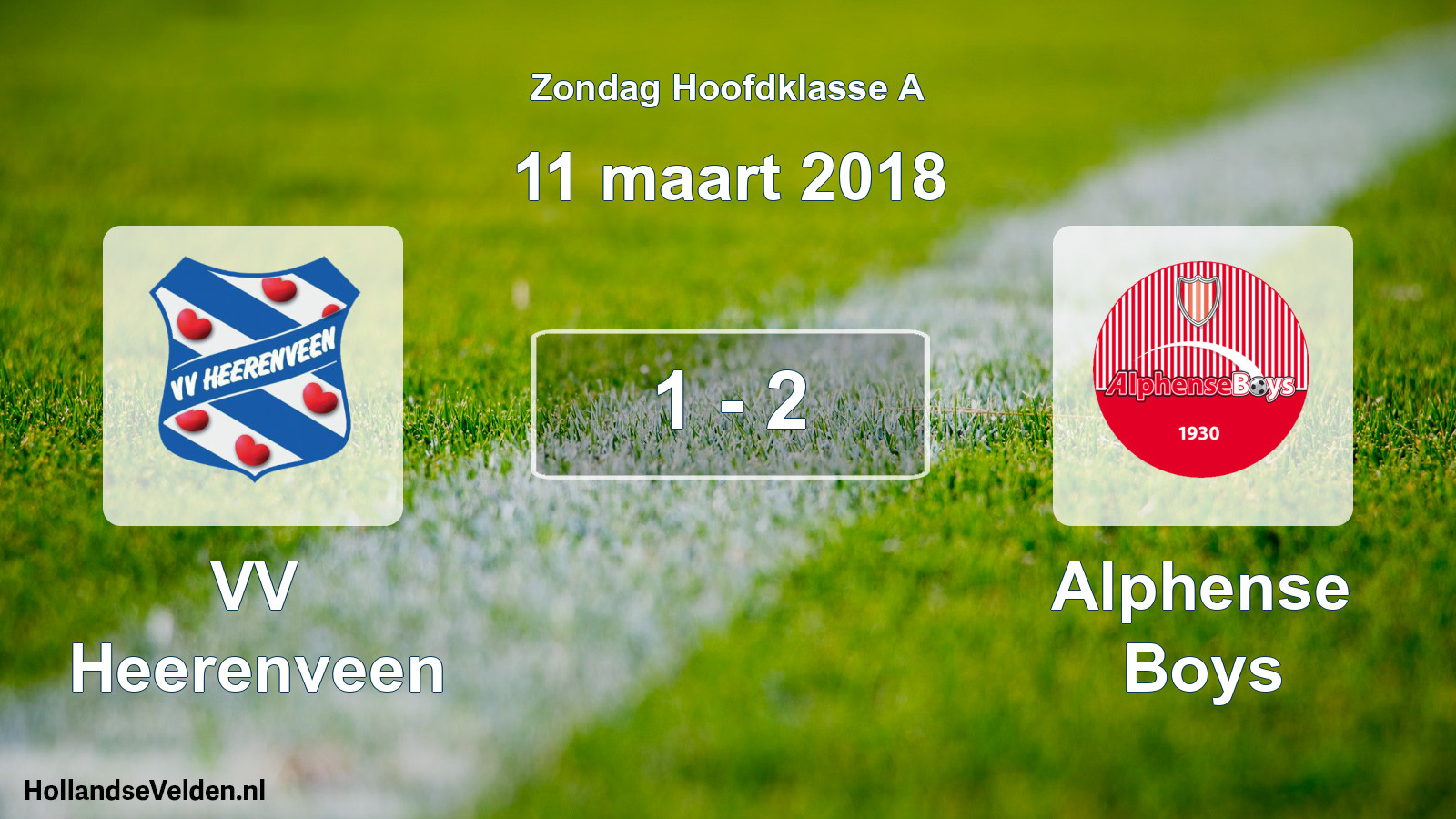 Gespeelde wedstrijd: VV Heerenveen - Alphense Boys 1 - 2 (11 maart 2018)