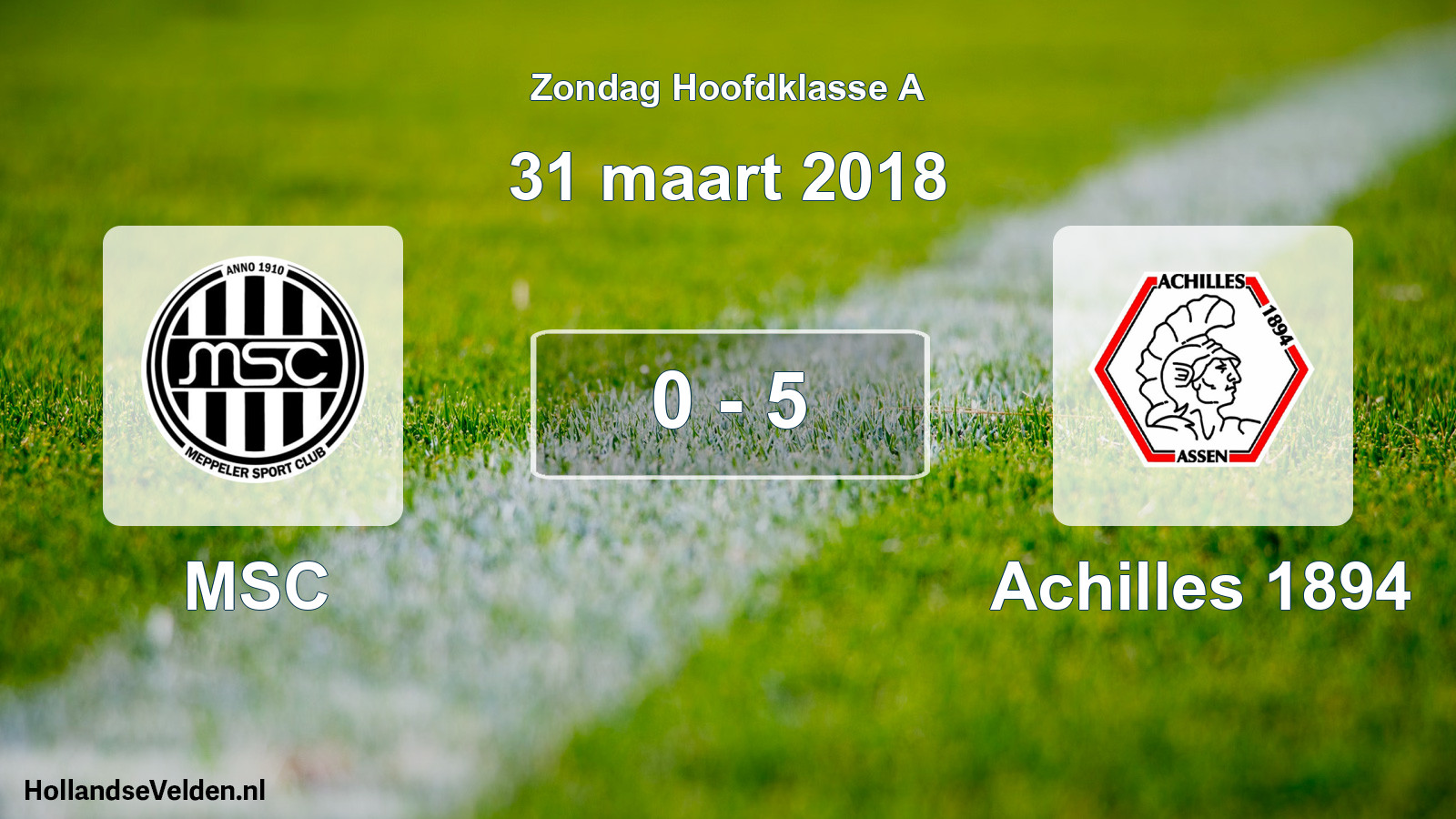 Gespeelde wedstrijd: MSC - Achilles 1894 0 - 5 (31 maart 2018)