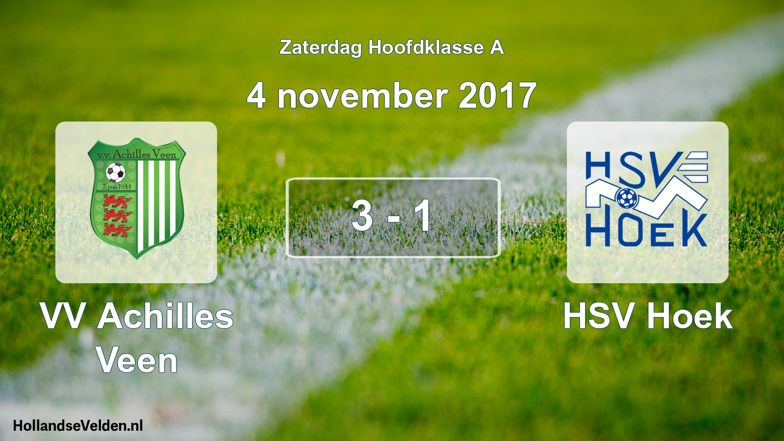 Gespeelde wedstrijd: VV Achilles Veen - HSV Hoek 3 - 1 (4 november 2017)