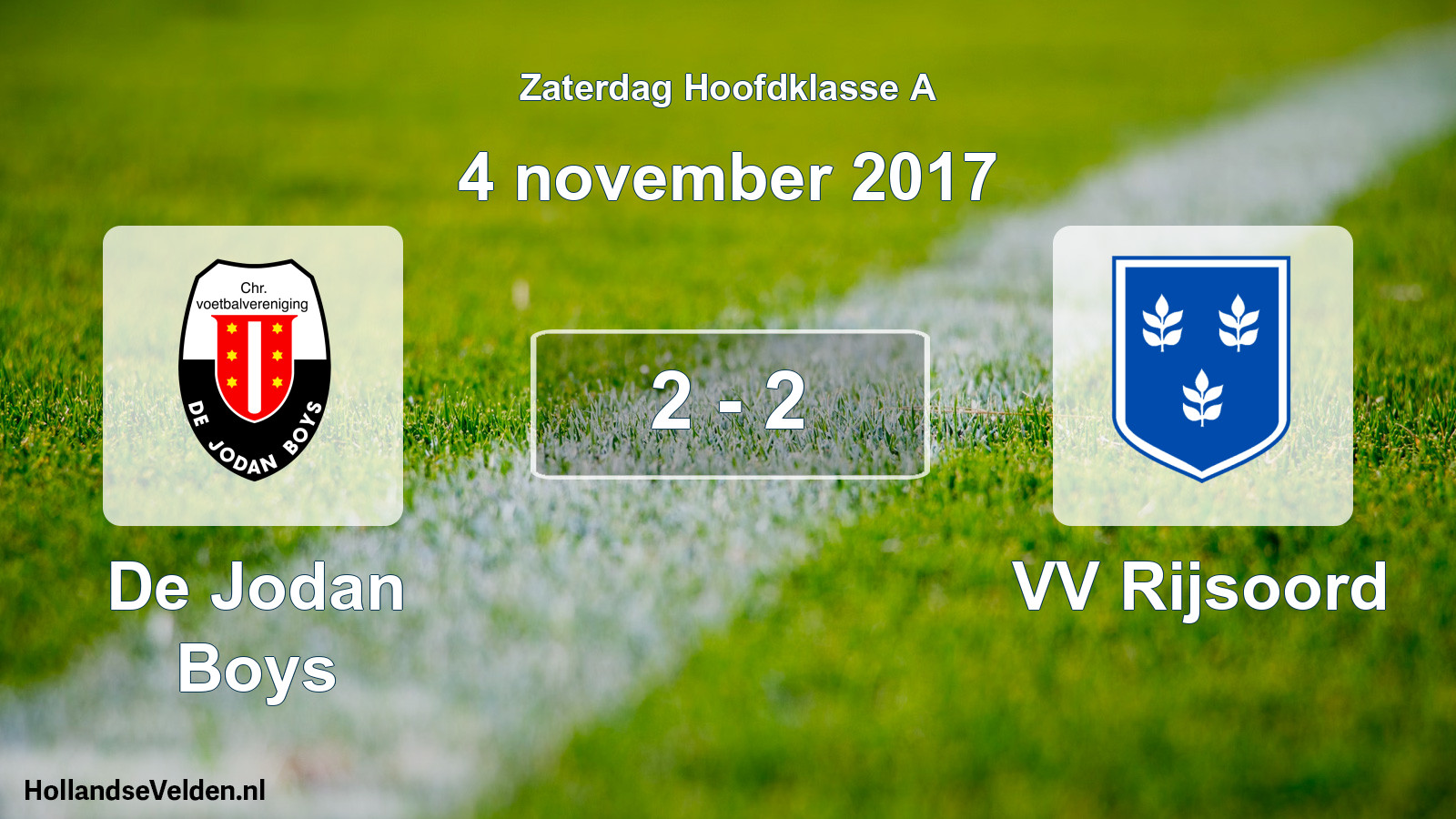 Gespeelde wedstrijd: De Jodan Boys - VV Rijsoord 2 - 2 (4 november 2017)