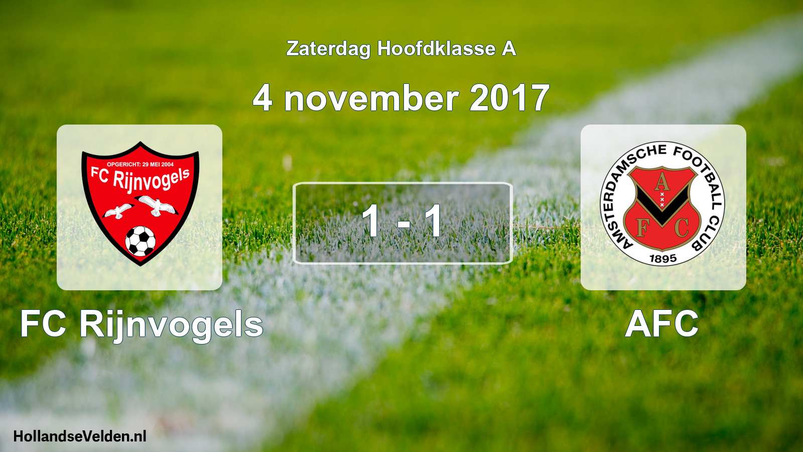 Gespeelde wedstrijd: FC Rijnvogels - AFC 1 - 1 (4 november 2017)