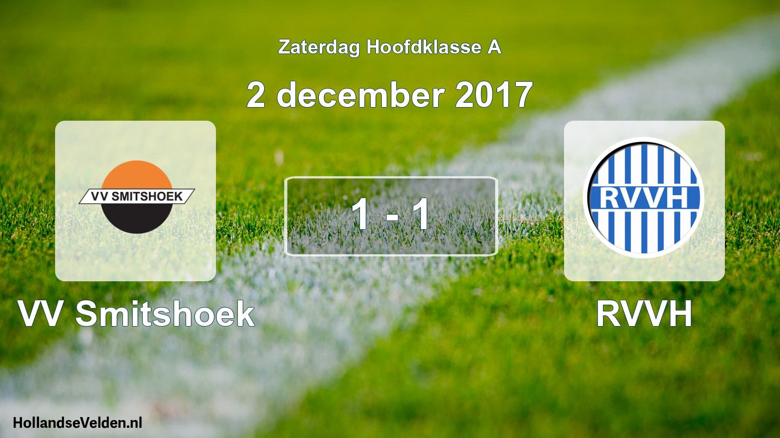Gespeelde wedstrijd: VV Smitshoek - RVVH 1 - 1 (2 december 2017)