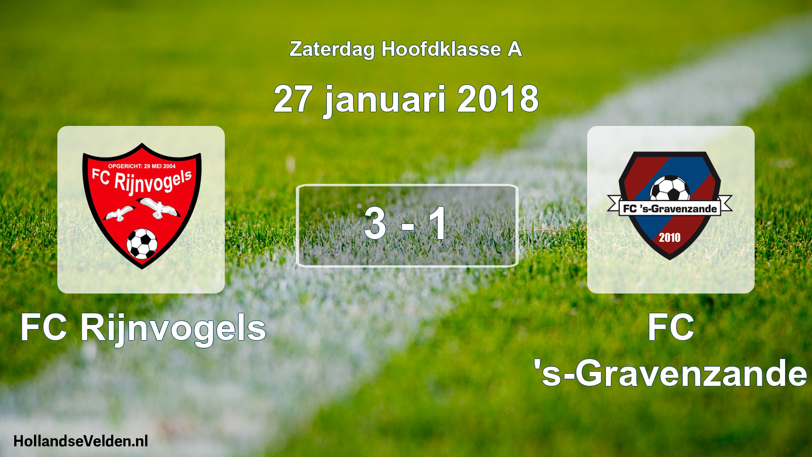 Gespeelde wedstrijd: FC Rijnvogels - FC 's-Gravenzande 3 - 1 (27 januari 2018)