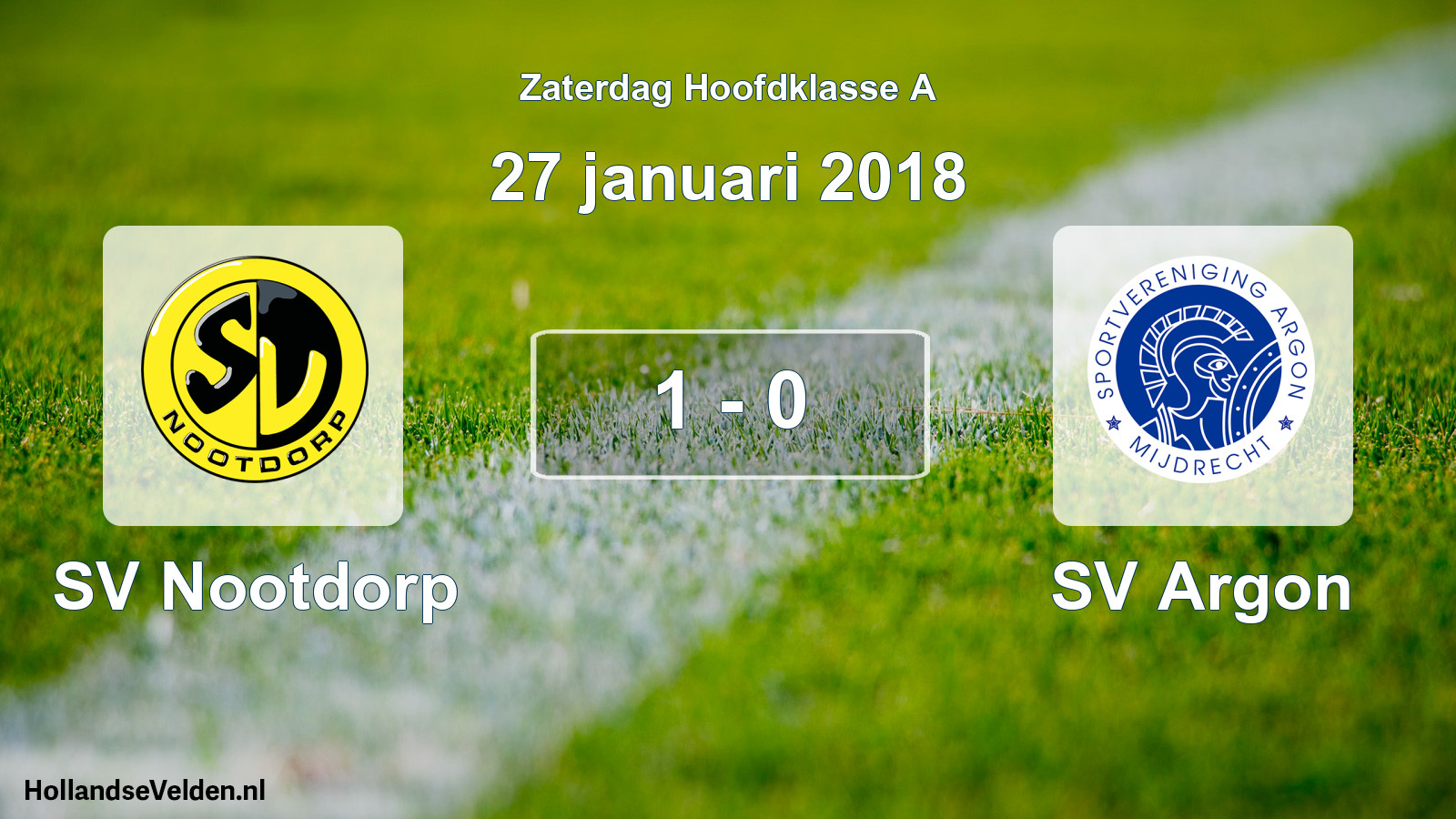 Gespeelde wedstrijd: SV Nootdorp - SV Argon 1 - 0 (27 januari 2018)