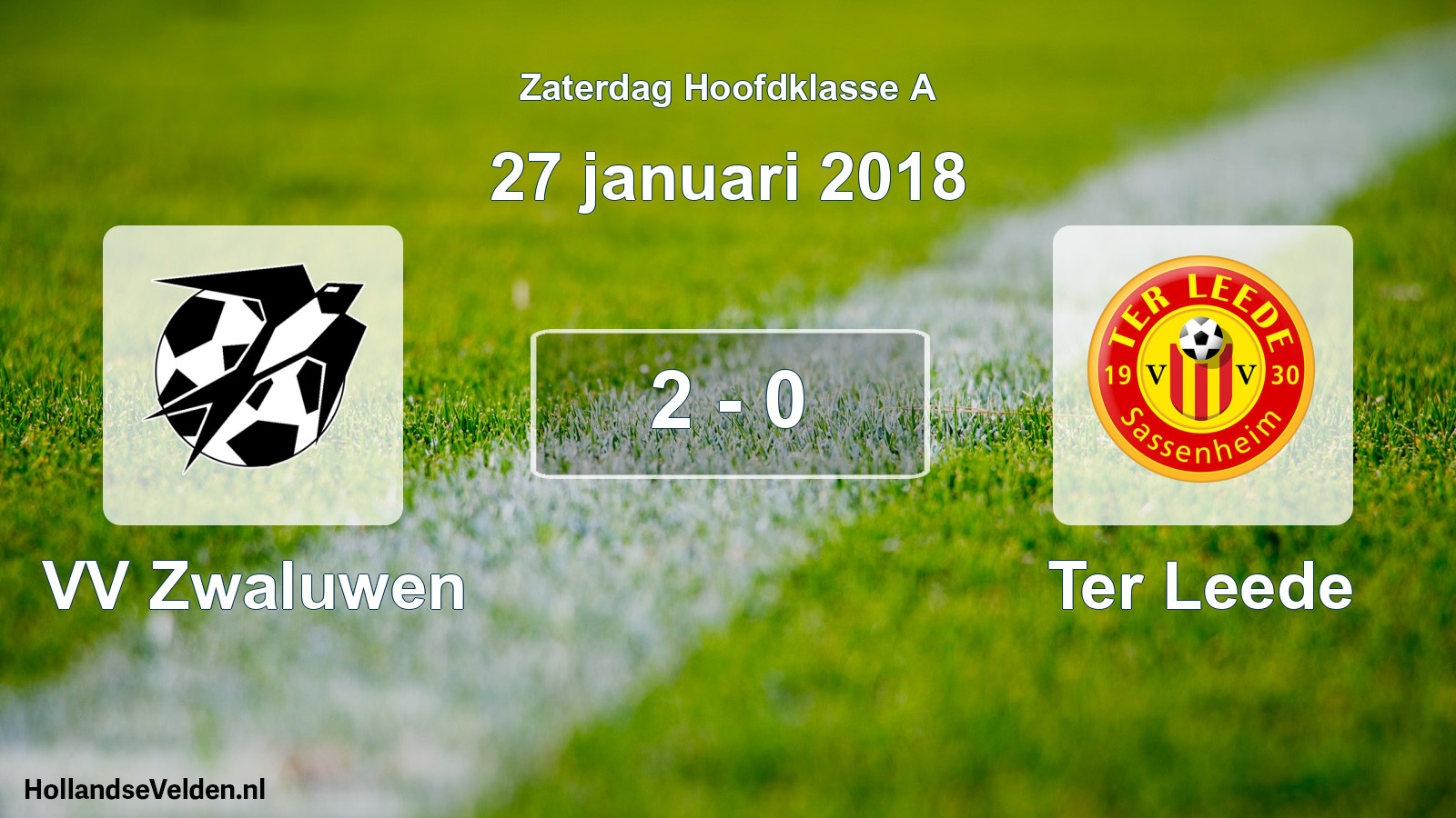 Gespeelde wedstrijd: VV Zwaluwen - Ter Leede 2 - 0 (27 januari 2018)