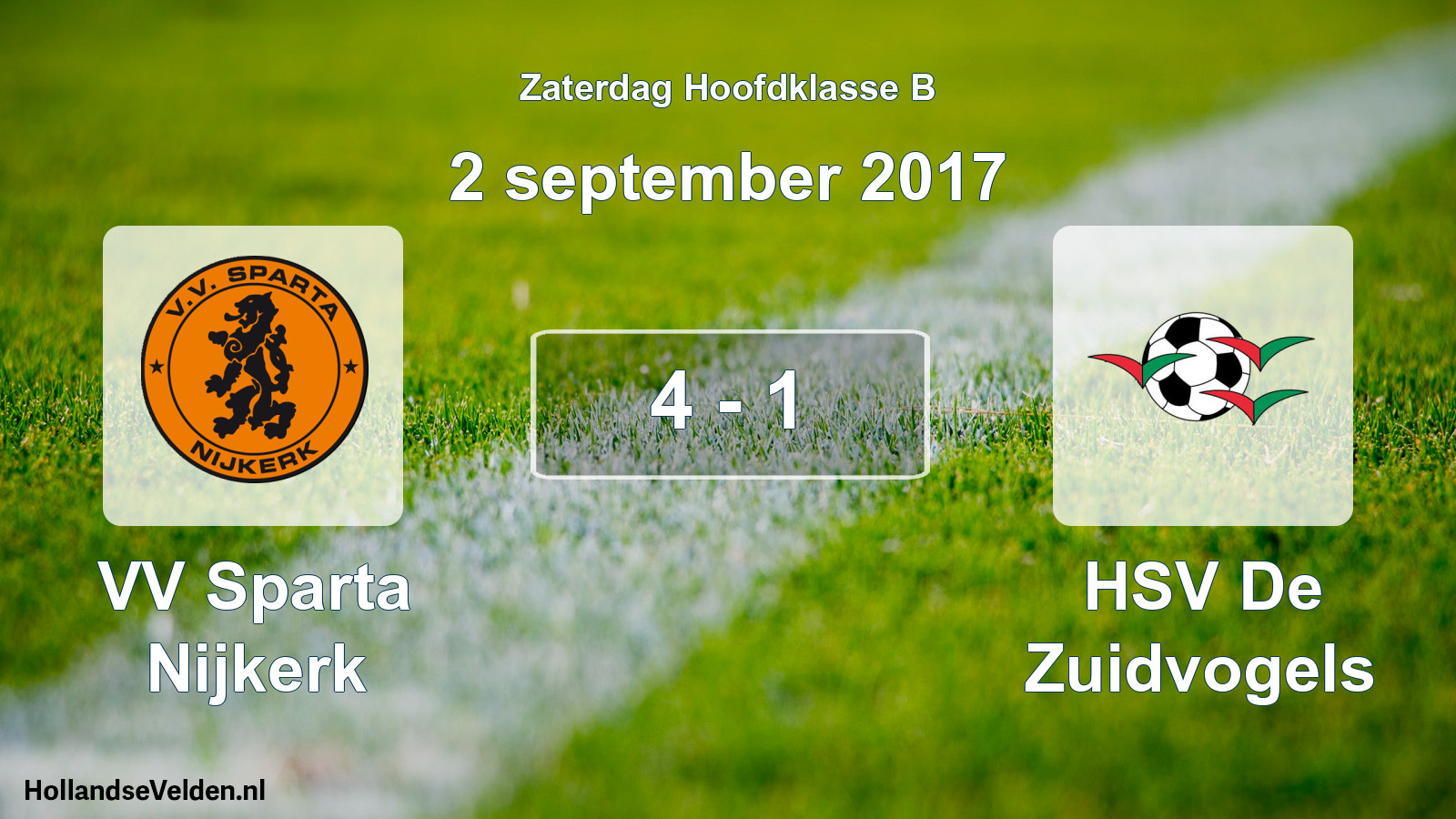 Gespeelde wedstrijd: VV Sparta Nijkerk - HSV De Zuidvogels 4 - 1 (2 september 2017)