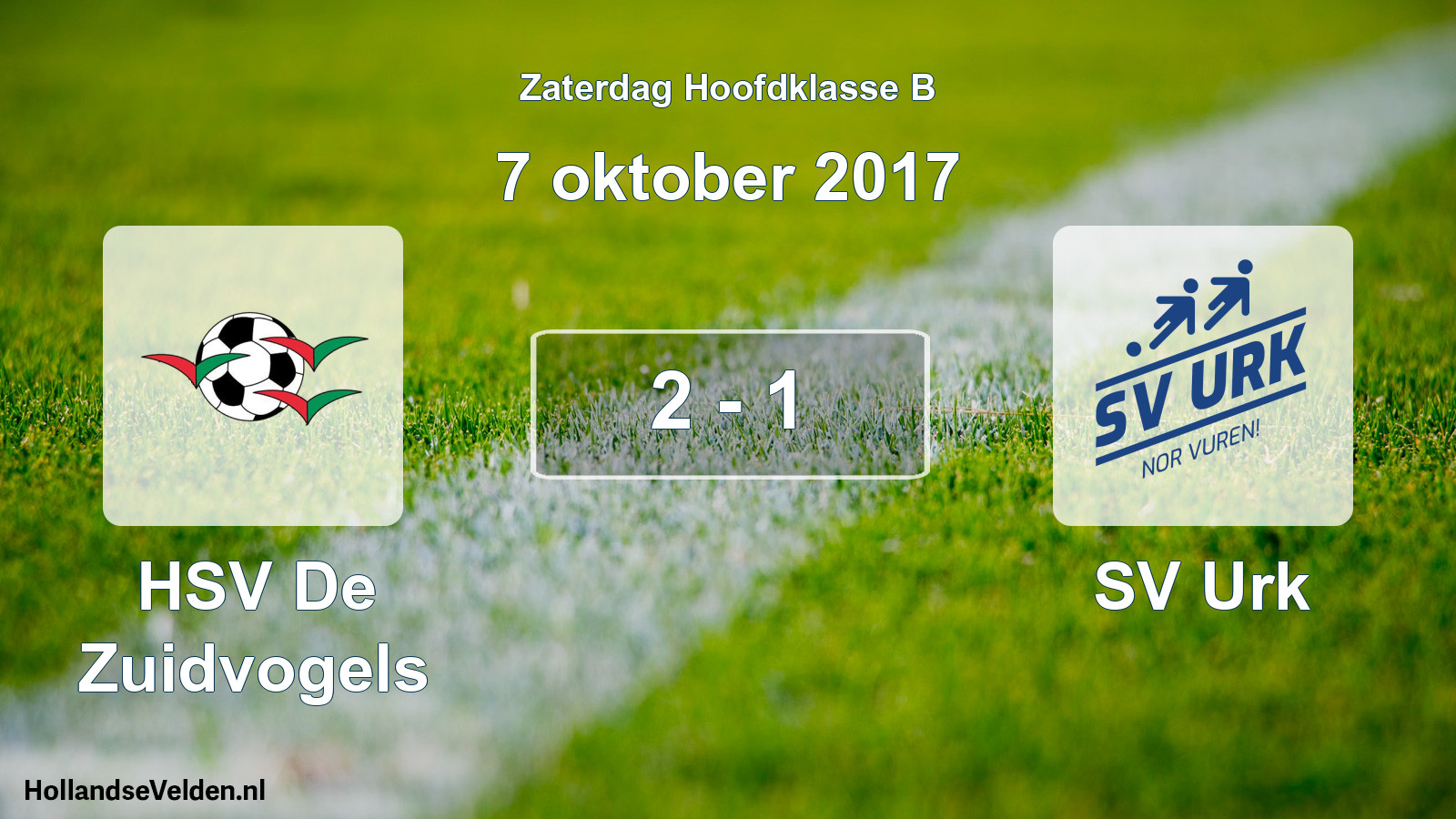 Gespeelde wedstrijd: HSV De Zuidvogels - SV Urk 2 - 1 (7 oktober 2017)
