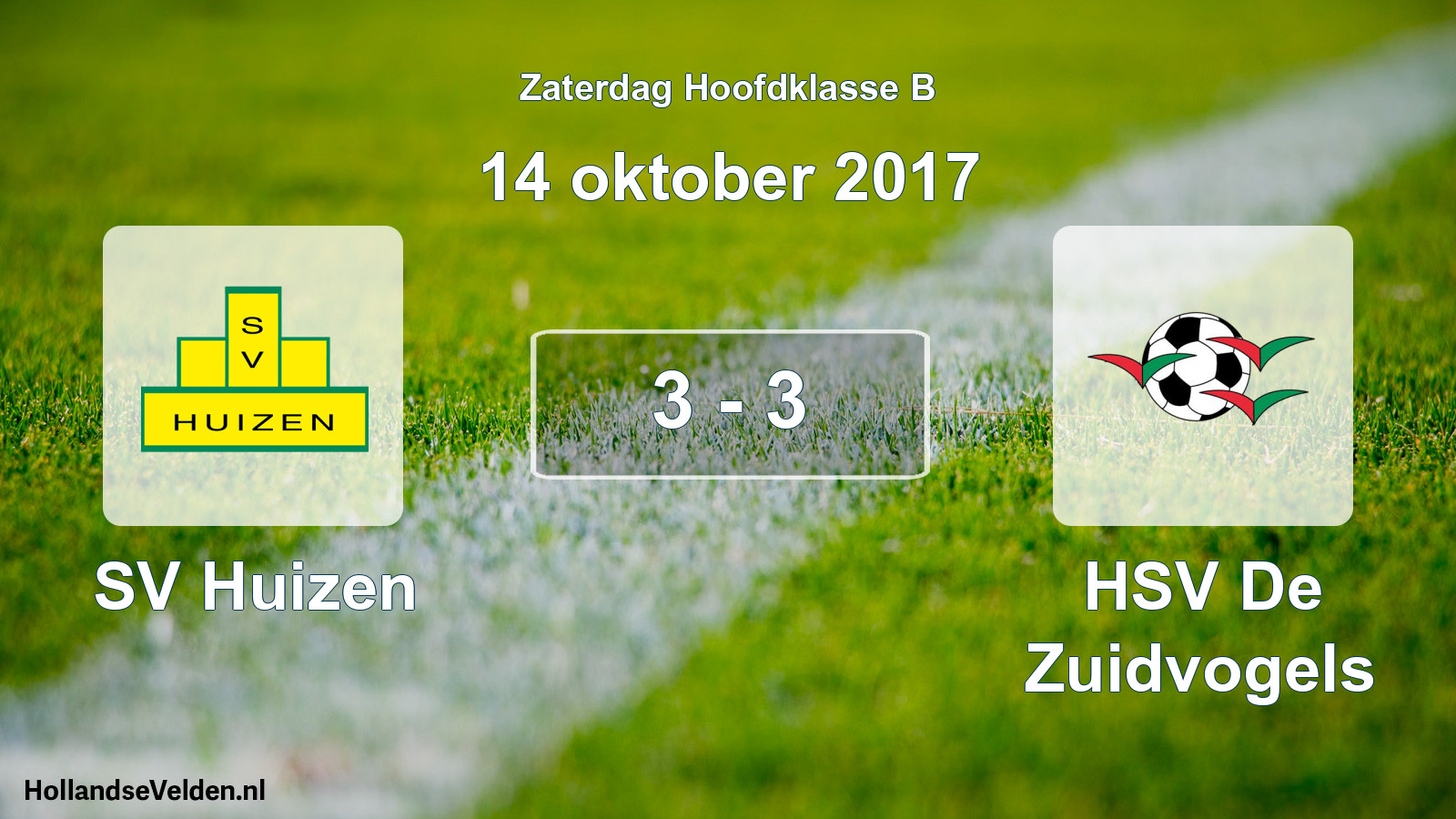 Gespeelde wedstrijd: SV Huizen - HSV De Zuidvogels 3 - 3 (14 oktober 2017)