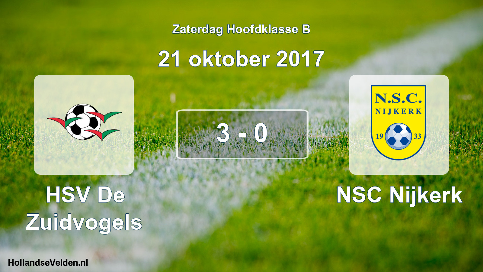 Gespeelde wedstrijd: HSV De Zuidvogels - NSC Nijkerk 3 - 0 (21 oktober 2017)
