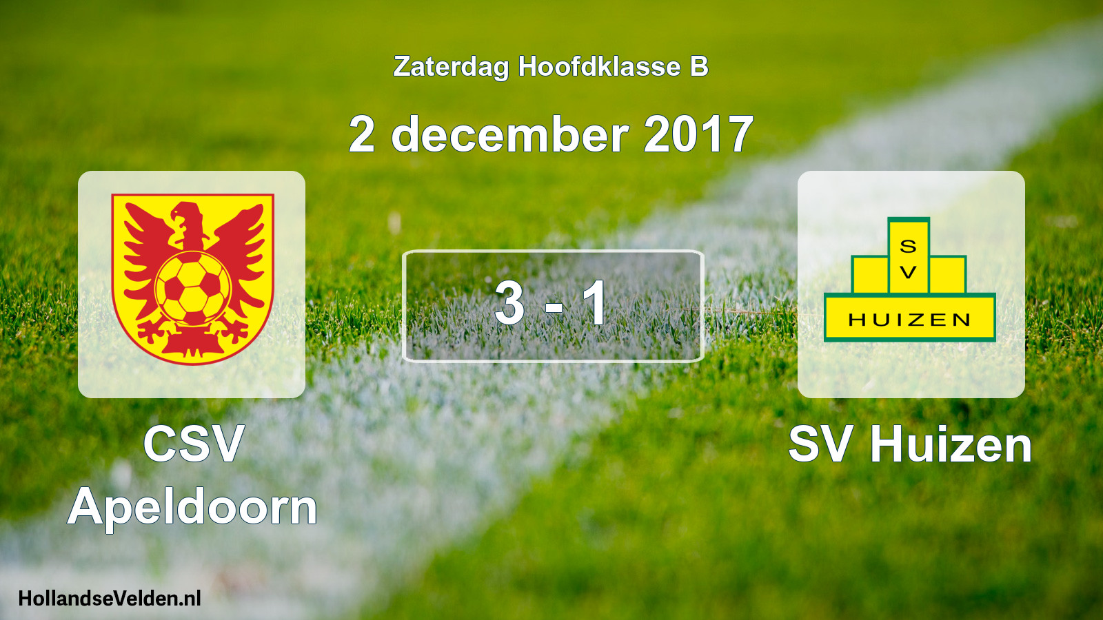 Gespeelde wedstrijd: CSV Apeldoorn - SV Huizen 3 - 1 (2 december 2017)