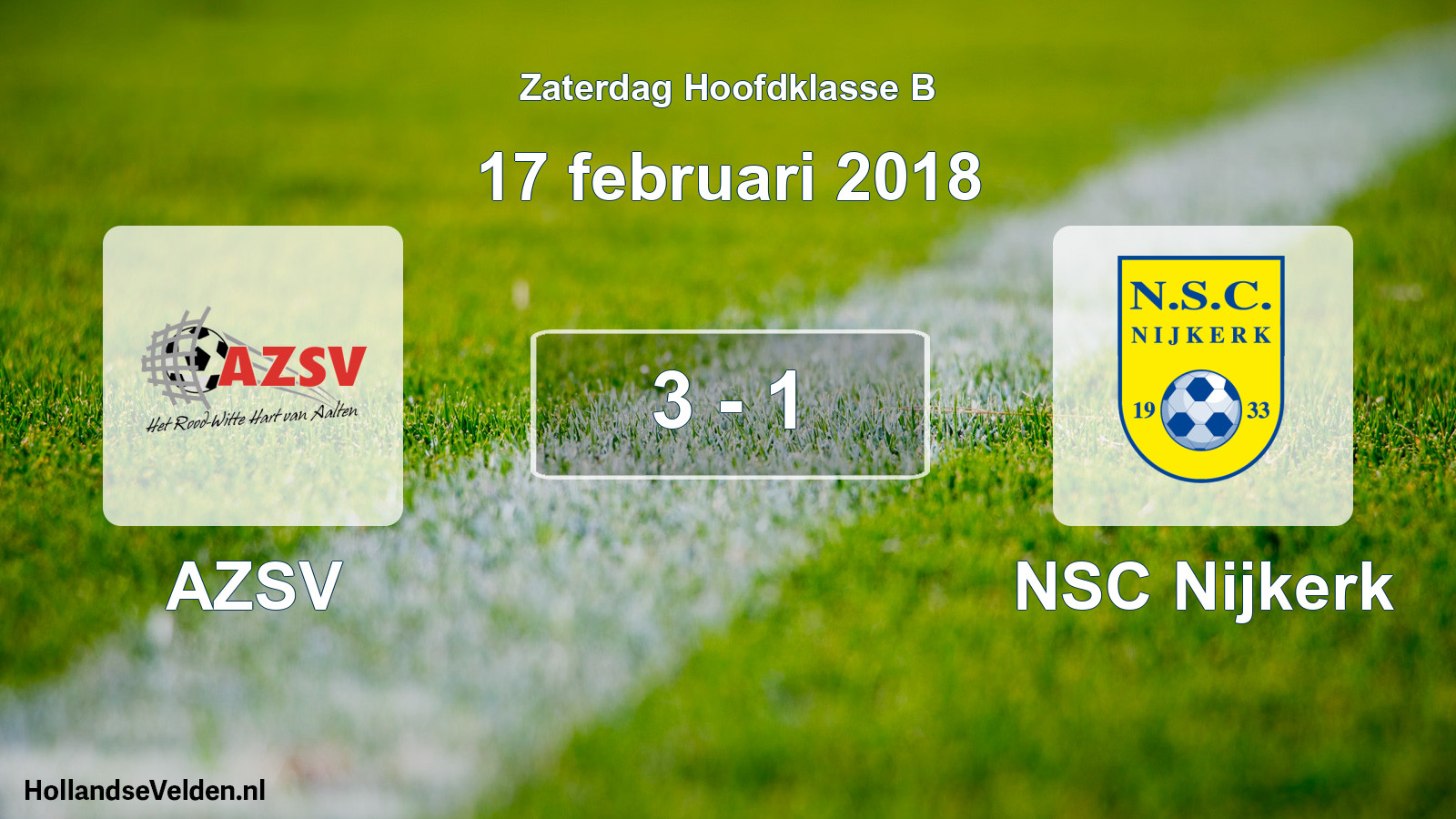 Gespeelde wedstrijd: AZSV - NSC Nijkerk 3 - 1 (17 februari 2018)