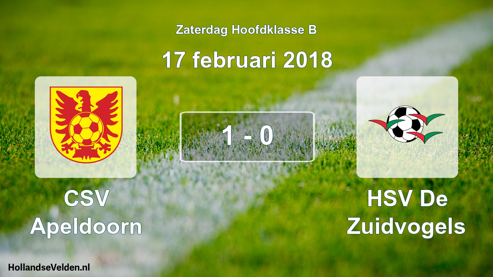 Gespeelde wedstrijd: CSV Apeldoorn - HSV De Zuidvogels 1 - 0 (17 februari 2018)